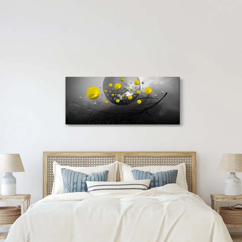 Obraz - žlté abstraktné gule (120x50 cm)
