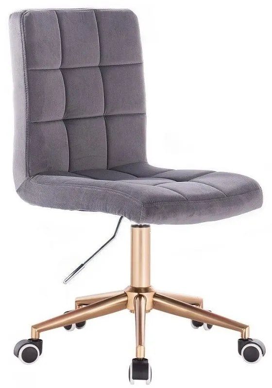 LuxuryForm DESIGN Stolička TOLEDO VELUR na zlatej podstave s kolieskami - tmavosivá