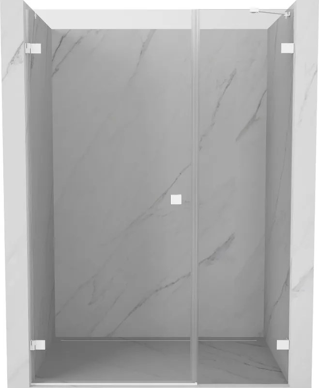 Mexen Lunar-B, Otočné ľavé sprchové dvere 125 cm, 8mm číre sklo, biely profil, 832S-125-050-20-00-L