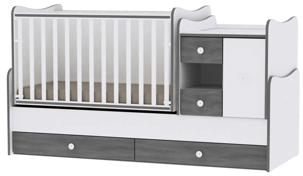 Multifunkčná detská postieľka Lorelli MINI MAX New 190x72 WHITE/VINTAGE GRAY