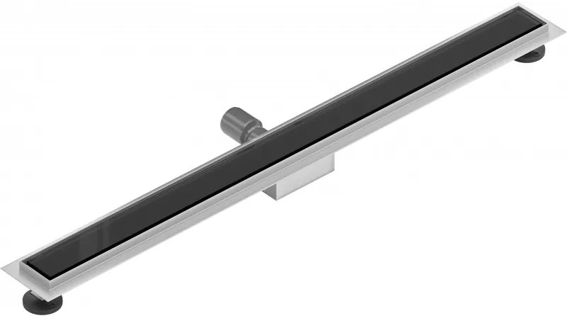 Mexen Flat nerezový sprchový žľab 90 cm vzor čierne sklo, 1026090-15