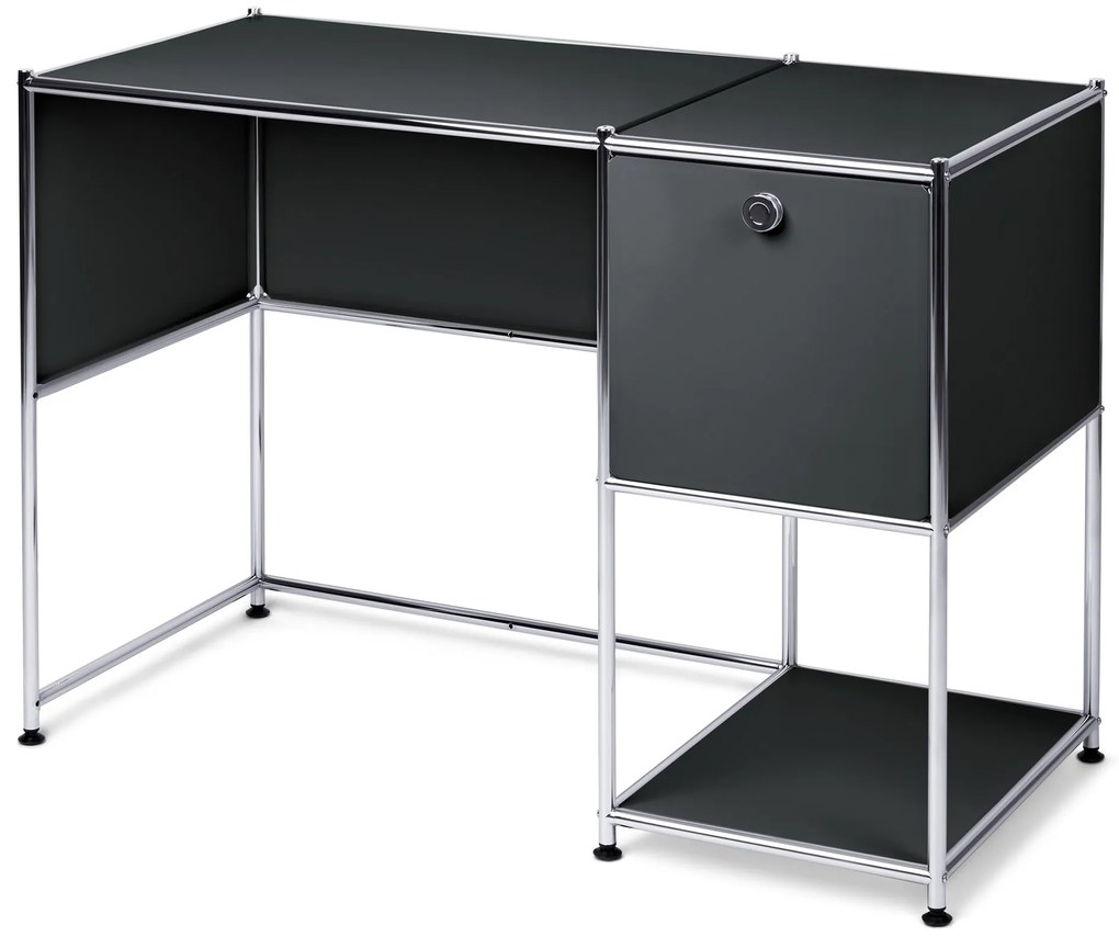 Kovový písací stôl »CN3« s výklopnými dvierkami, čierny