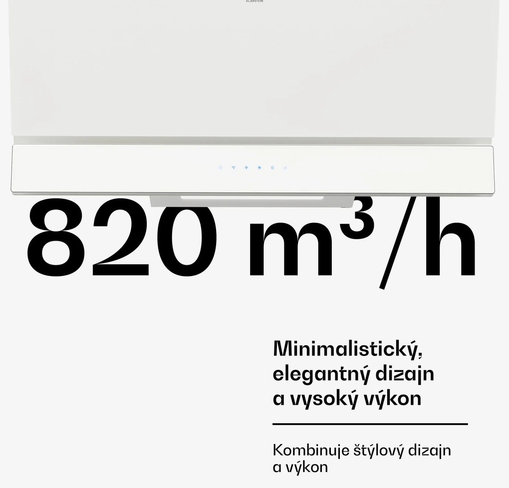 Klarstein Velaire digestor | Elegantný, minimalistický, výkonný | Trieda energie A++ | 820 m³/h | 90 cm