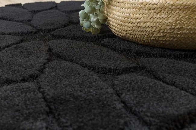 Kúpeľňový koberček SUPREME STONES kamienky, čierny kruh