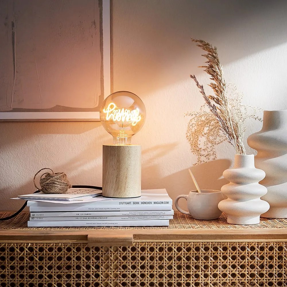 STILO Stolná lampa drevená guľatá 11 cm