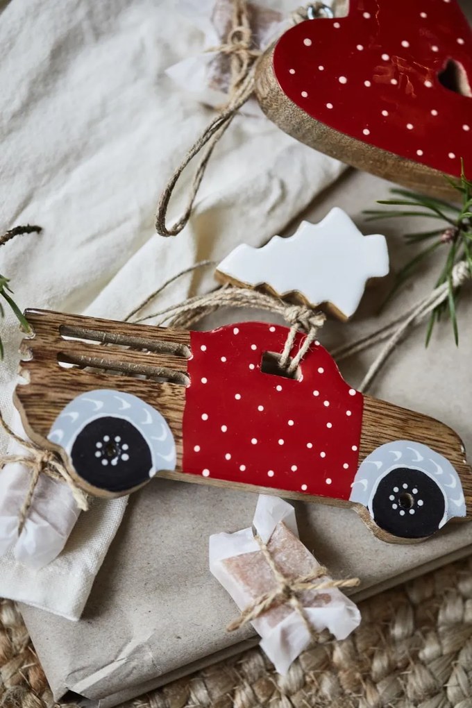 IB Laursen Závesná vianočná ozdoba z mangového dreva MINI TREE biela