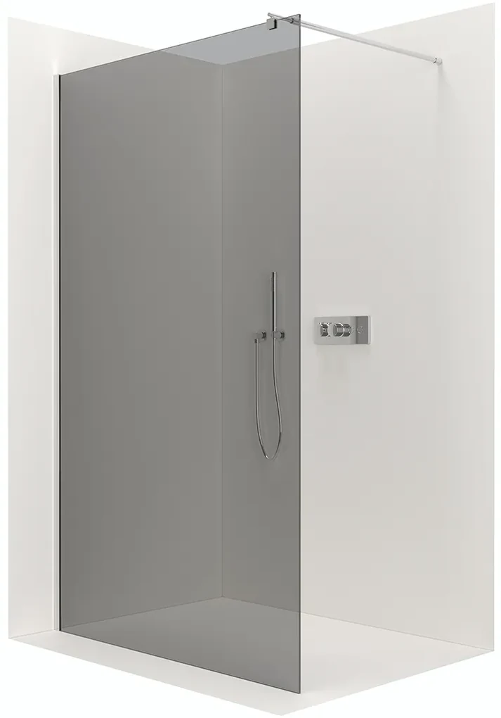 CERANO - Sprchová zástena Walk-in Onyx Ľ/P - guľatá vzpera - chróm, grafitové sklo - 80x200 cm, CER-CER-8050BD218