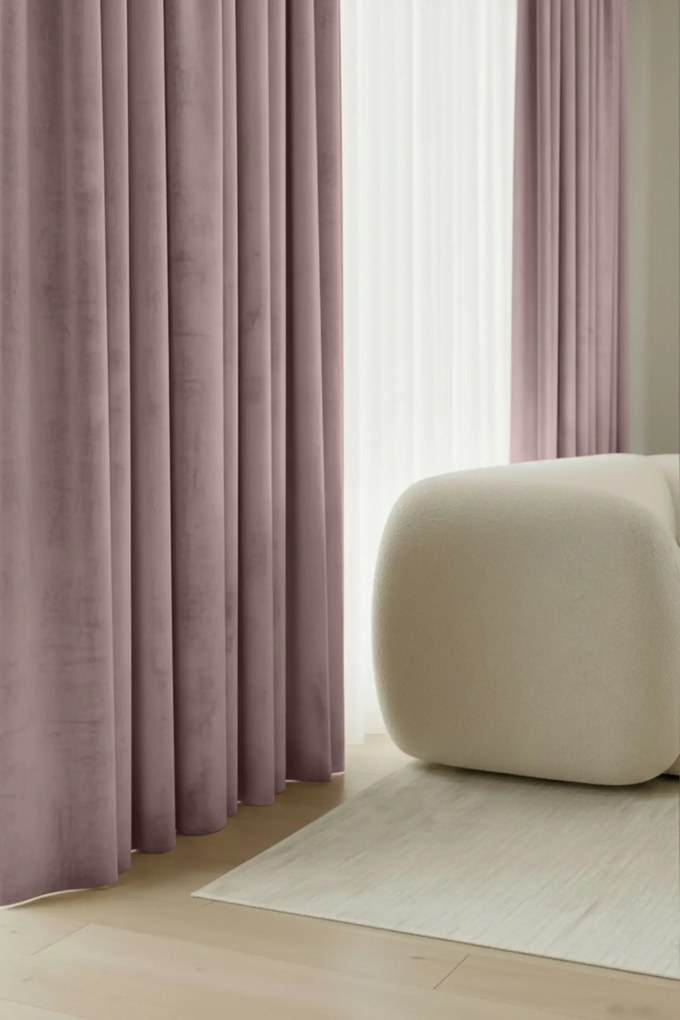 Velúrový záves SOFT VELVET púdrový na riasiacu pásku Rozmer: 140x270 cm
