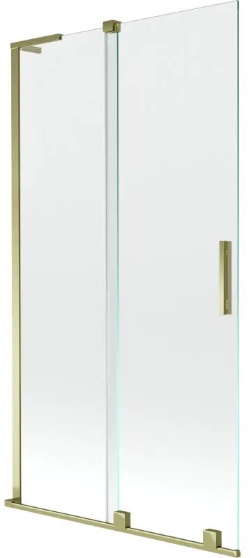 Mexen Velar L, 2-krídlová posuvná vaňová zástena 100 x 150 cm, 8mm číre sklo, zlatý lesklý profil, 896-100-003-01-50