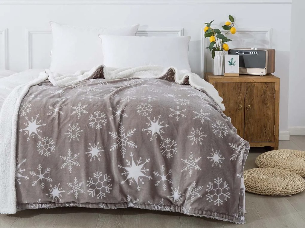 XPOSE® Mikroplyšová deka JON s baránkom - sivá 200x220 cm