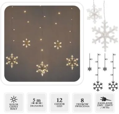 Bestent Svetelná reťaz 156LED 5m teplá biela Snowflakes