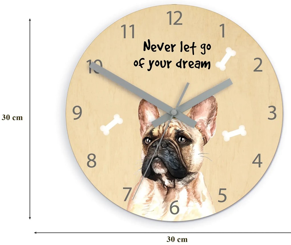 Detské nástenné hodiny Ami Buldog 30 cm viacfarebné
