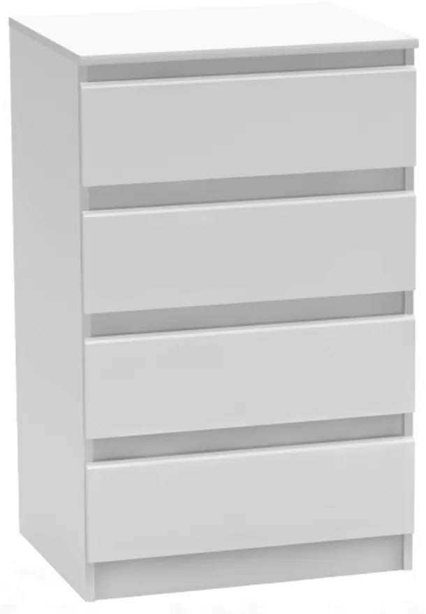 4 šuplíková komoda, biela, HANY NEW 014