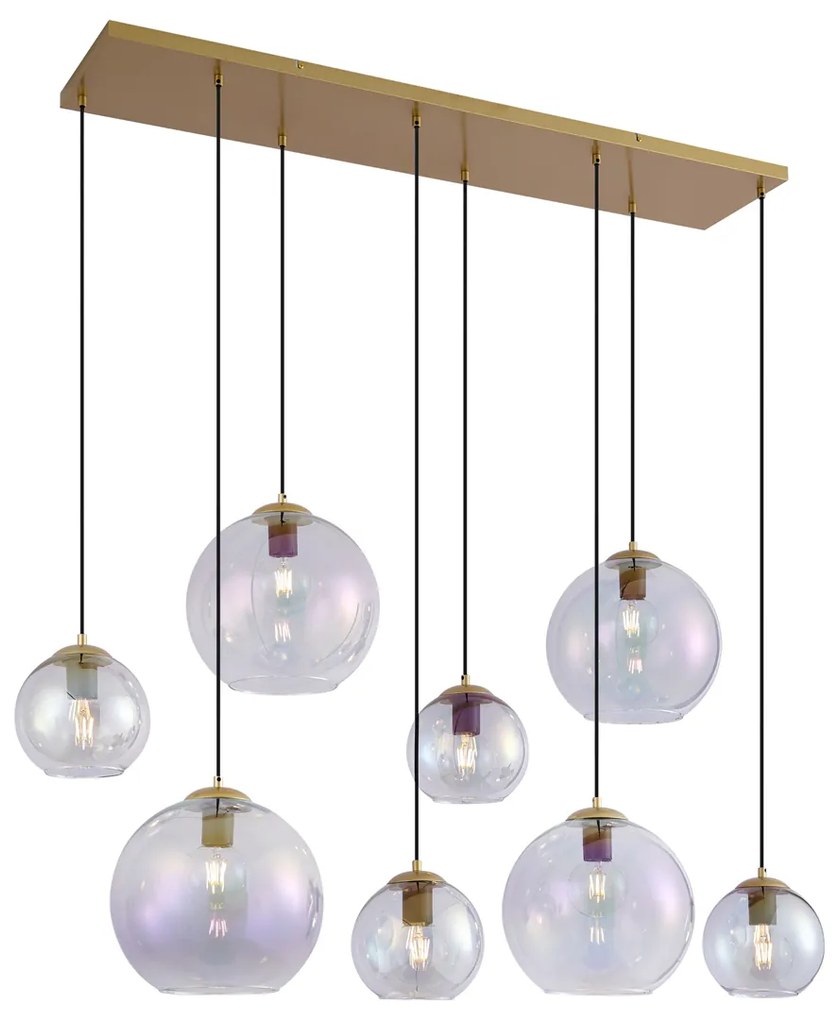 Art Deco závesná lampa zlatá s dúhovým sklom 8-Lights - Sandra
