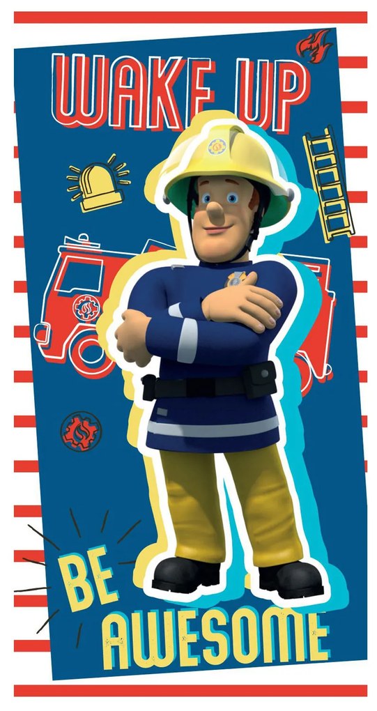 DETSKÝ BAVLNENÝ UTERÁK FIREMAN SAM 70X140 CM VZOROVANÝ
