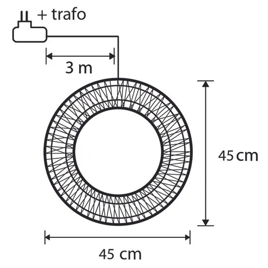 Vianočné závesné svetlo Veniec strieborný 45 cm vrátane LED IP44 - Nawa
