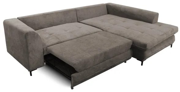 Rozkladacia rohová sedacia súprava s úložným priestorom v tvare L LAGOA pravostranná taupe/šedá