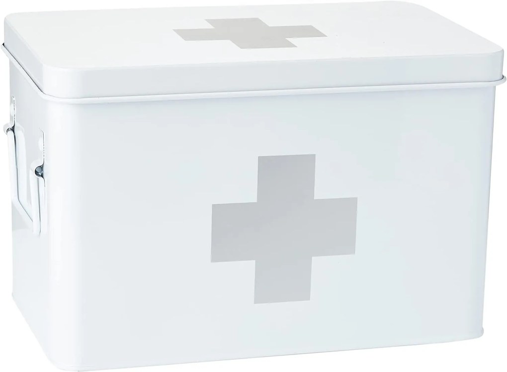 Lekárnička, kovový box na lieky, 2v1, biela MEDICINE XL 32 x 20 x 21