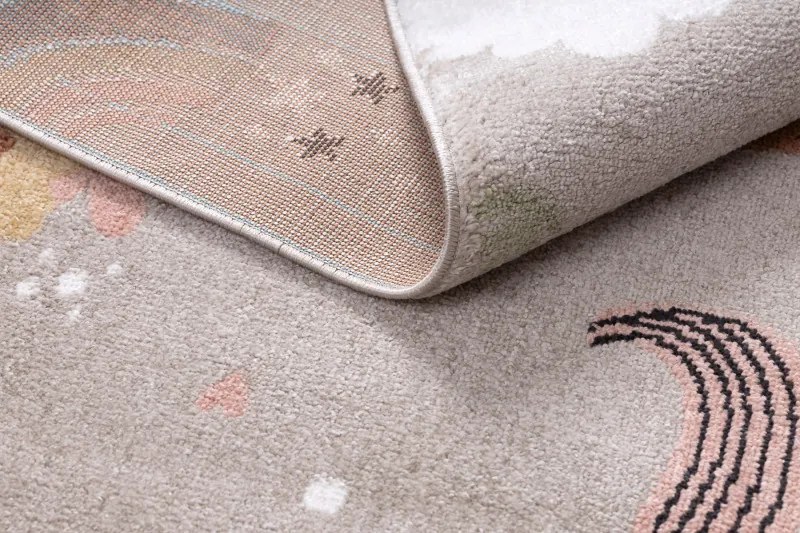 Dywany Łuszczów, Detský kusový koberec Fun Unicorn with rainbow beige, 140x190, béžová, detská izba