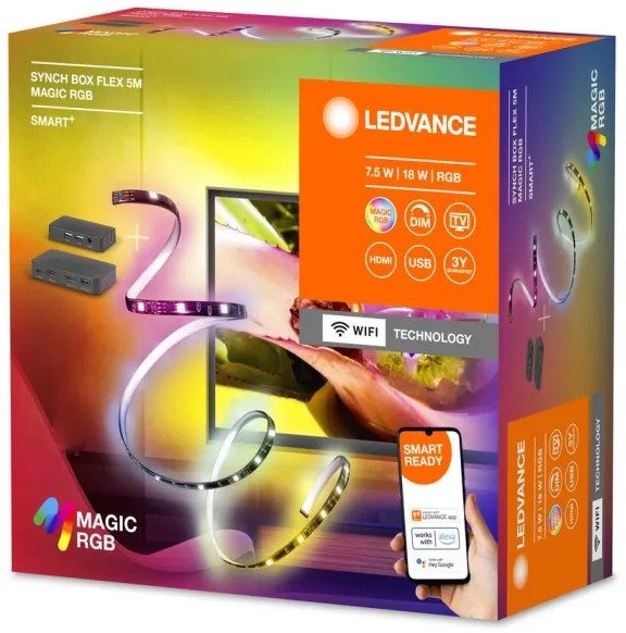 Ledvance-LED RGB Stmievateľný pásik pre TV SYNCH BOX FLEX 4,5m LED/18W/230V Wi-Fi