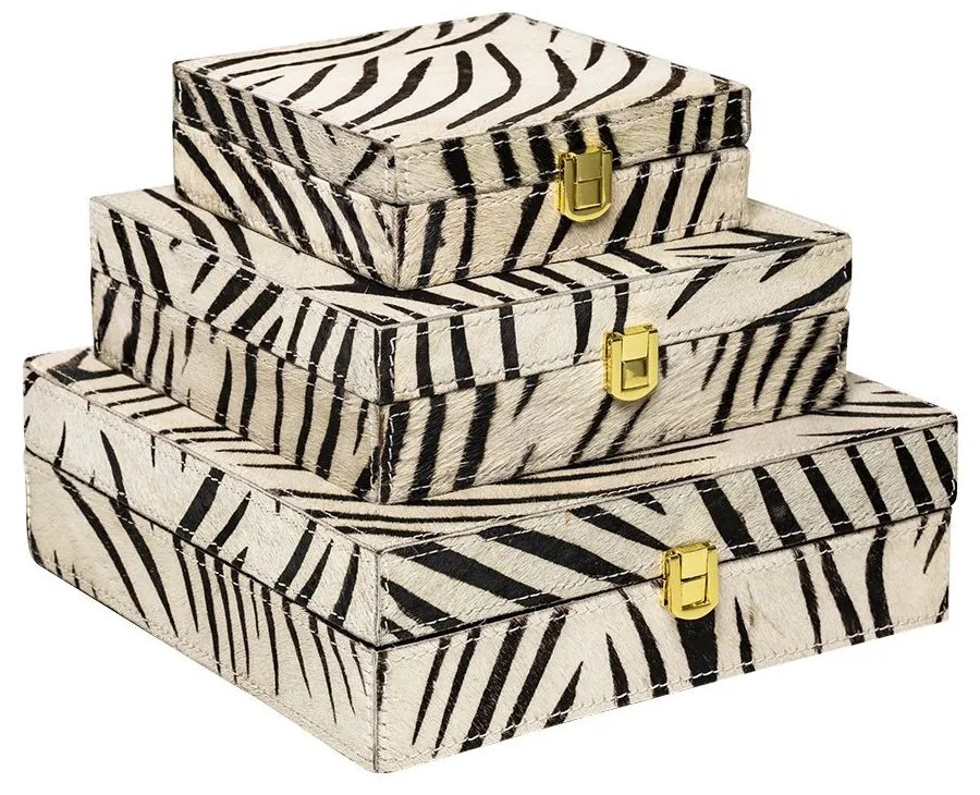 Zebra Bijoux box z hovädzej kože (sada 3ks) - 25,5*25,5*8cm