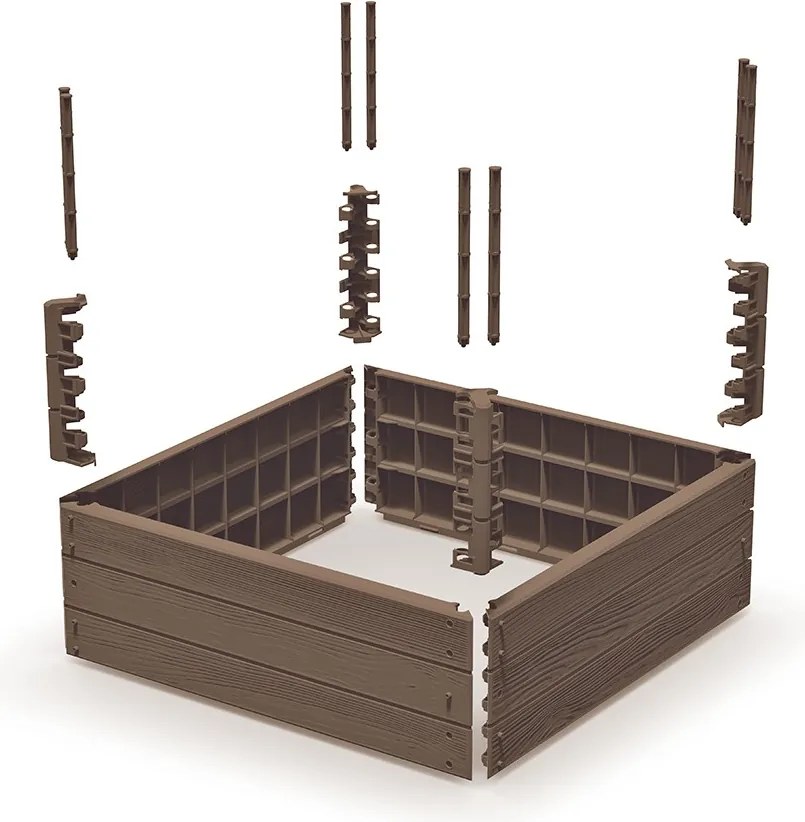 Vyvýšený záhon BASE WOODY 75,6 cm tehlovo hnedý