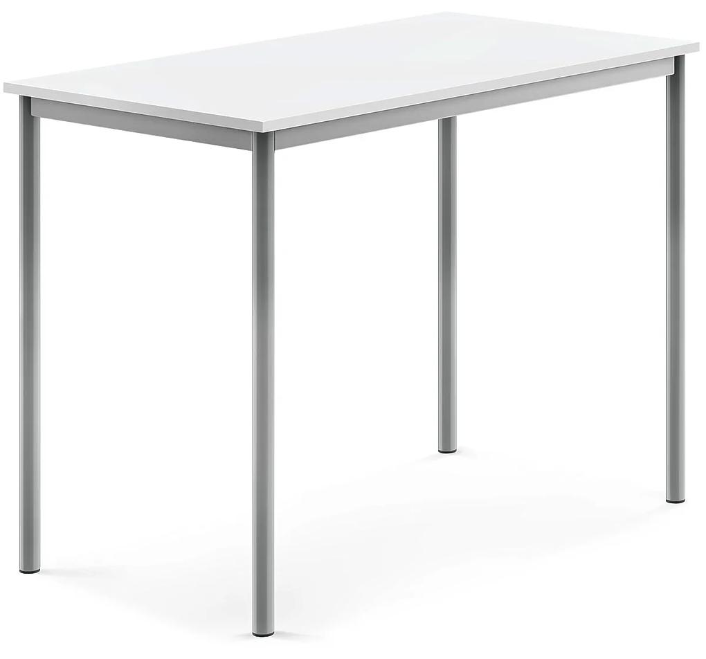 Stôl SONITUS, 1200x700x900 mm, HPL - biela, strieborná
