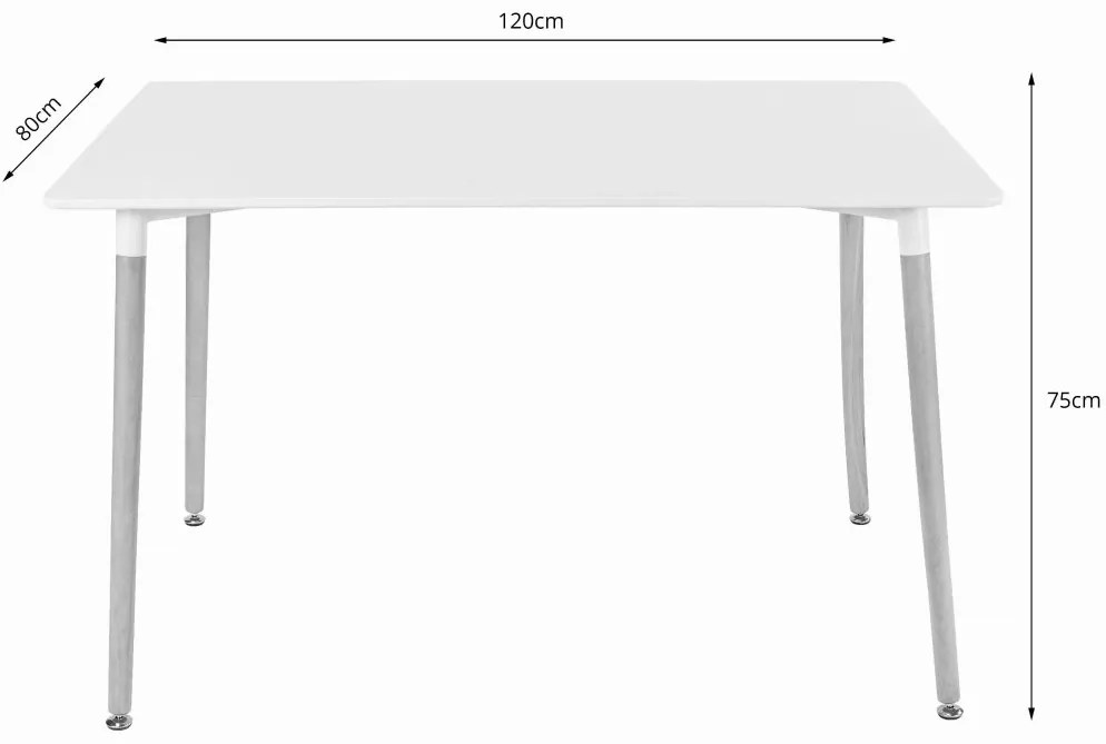 Stôl ADRIA 120 cm x 80 cm - biely