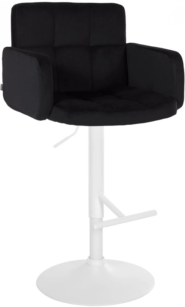 Barová stolička Los Angeles - zamat, biely rám - čierna