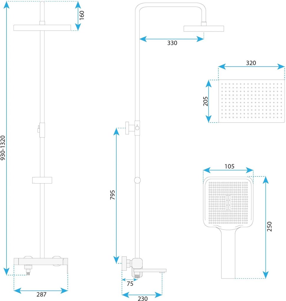 Rea Arlo, sprchový set s vaňovým výtokom, brúsená oceľ, REA-P7340