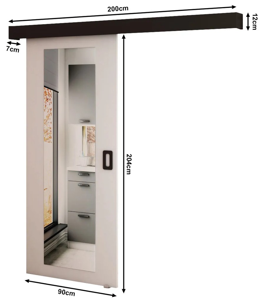 Posuvné dvere 90 cm Bethany II (biela matná + čierna matná). Akcia -6%. Vlastná spoľahlivá doprava až k Vám domov. 1043489