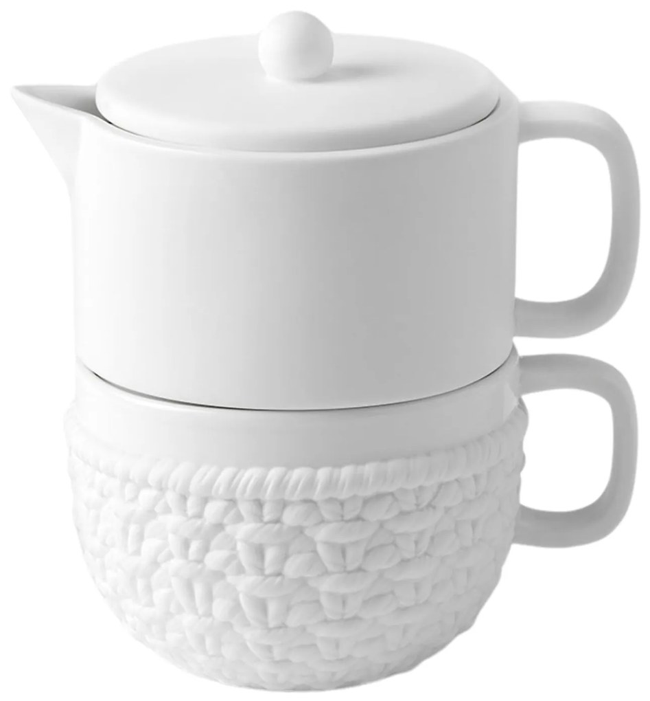 räder Čajová kanvička s hrnčekom White Knitting