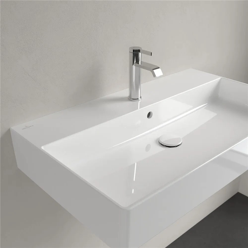 VILLEROY &amp; BOCH Memento 2.0 závesné umývadlo s otvorom (spodná strana brúsená), s prepadom, 800 x 470 mm, biela alpská, 4A228G01