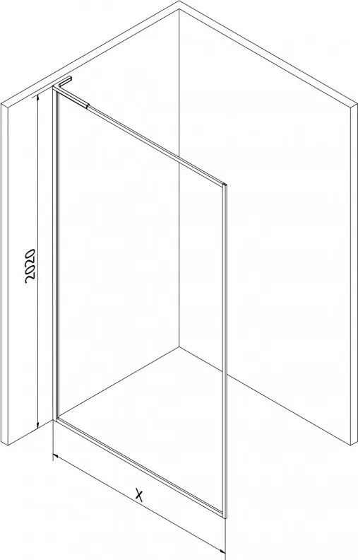 Mexen, Mexen Kioto-F L sprchová stena s rámom 55 x 202 cm, 8 mm priehľadná, chróm - 800-055-174-01-00