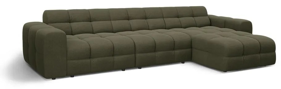 Zelená rohová pohovka (pravý roh/s leňoškou) Kendal – Micadoni