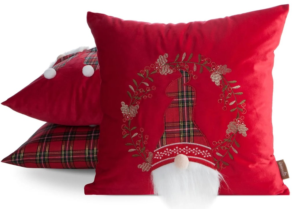 VIANOČNÁ DEKORAČNÁ OBLIEČKA NA VANKÚŠ WREATH 45X45 CM VZOROVANÁ