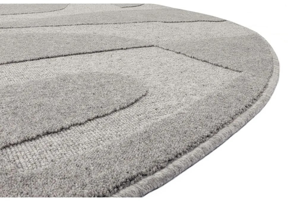 Sivý vlnený okrúhly koberec ø 120 cm Morphic Botanica – Agnella