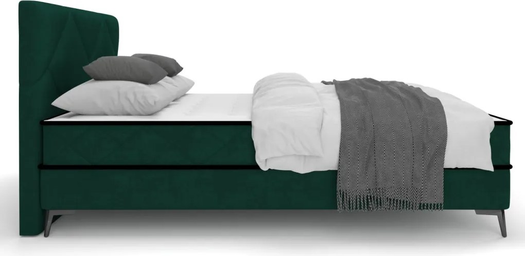 Posteľ Parana 160x200 cm, fľaškovo zelená zamatová látka