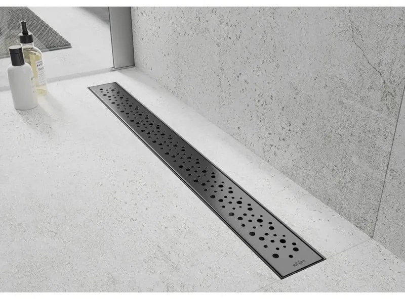 Mexen Flat nerezový sprchový žľab 60 cm, vzor M12, čierna, 1721060-15