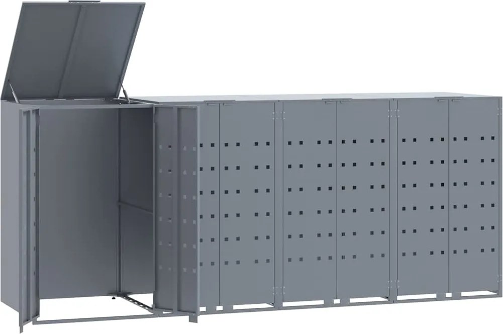 vidaXL Úložisko na 4 košov na kolieskach sivé 276x79x117 cm oceľ