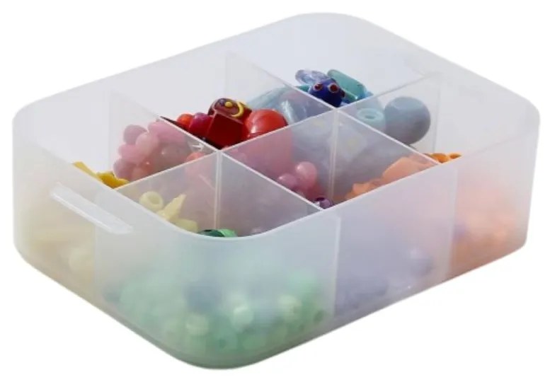 Plastový úložný organizér Pure Box A6 s priehradkami, mliečny