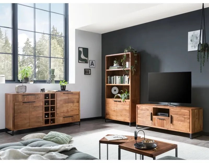 furniture-nabytek.cz - Masívna knižnica Sidora z akácie, lakovaná, hnedá