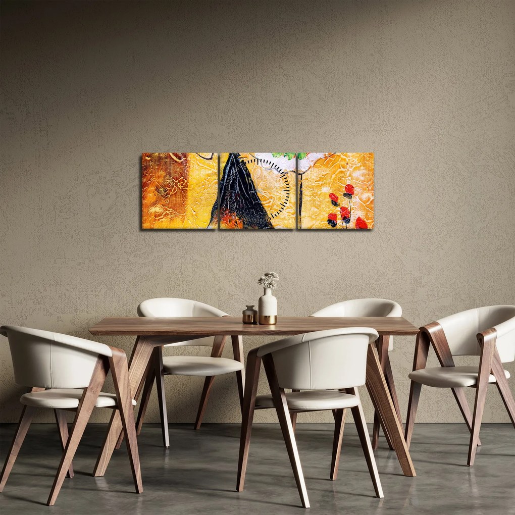 Obraz - Tancujúce baletky, olejomaľba (s hodinami) (90x30 cm)