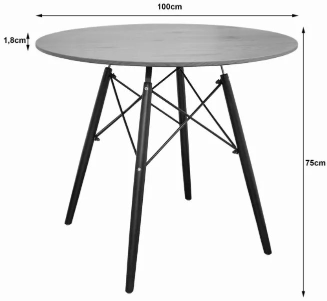 Jedálenský stôl EDDIE 100 cm jaseň