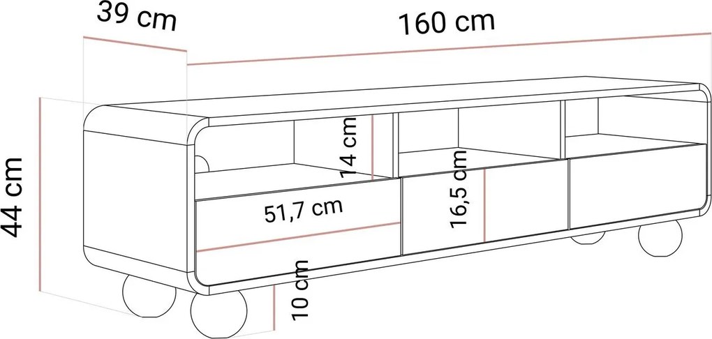 TV stolík PASCAL 160 cm