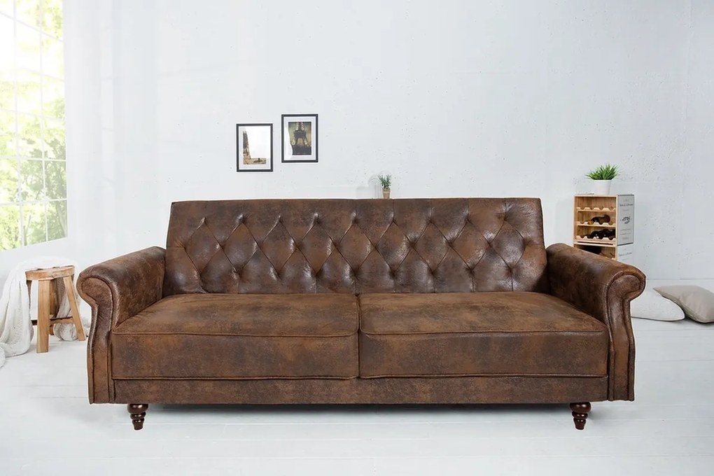 Dizajnová sedačka Scarlet Belle II - 220 cm rozkladacia - antická hnedá