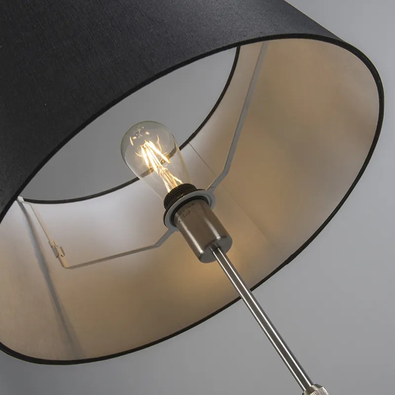 Stojaca lampa oceľ s tienidlom čierna 45 cm nastaviteľná - Parte