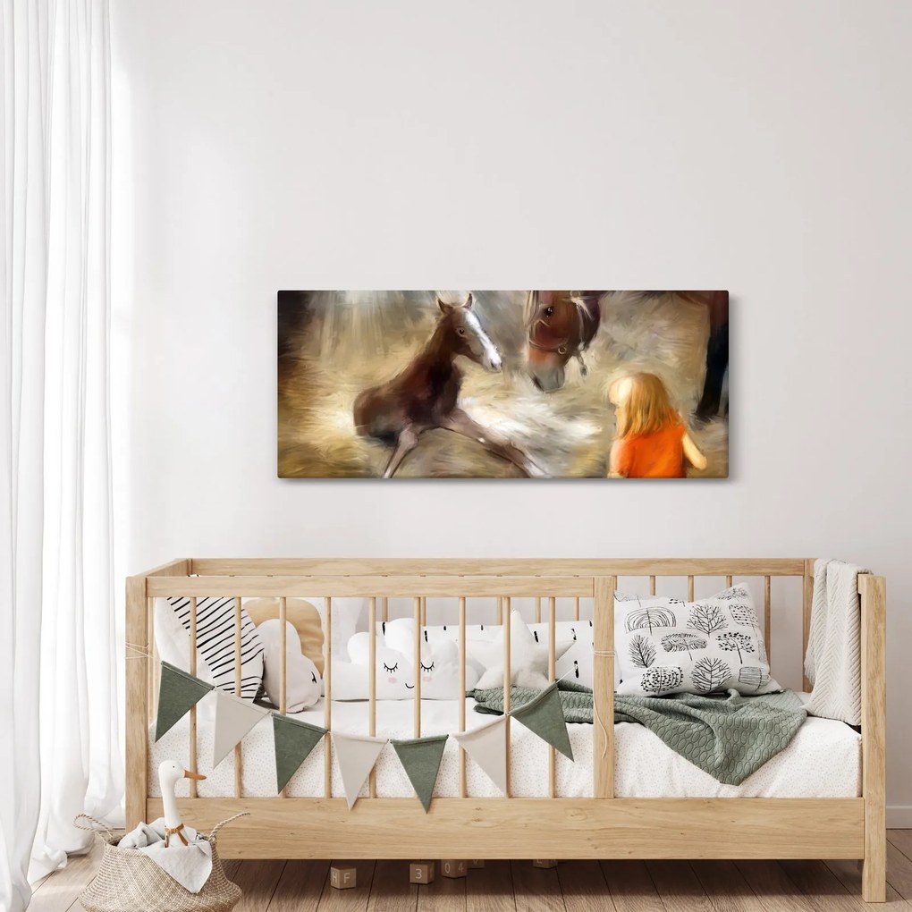 Obraz - Vitaj na svete, žriebätko (120x50 cm)