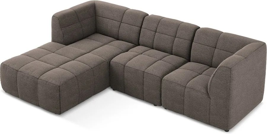 Hnedá rohová pohovka z textílie buklé (ľavý roh/s leňoškou) Aloha – Makamii