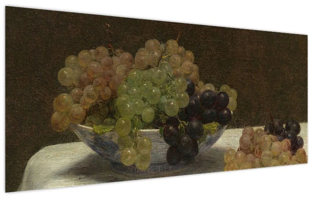 Obraz - Henri Fantin-Latour, Still Life with Grapes and a Carnation, reprodukcia (120x50 cm)